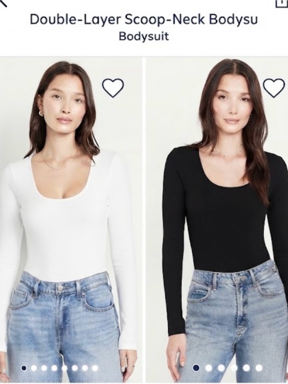 BUNDLE 2 Old Navy L Long-Sleeve Double-Layer Scoop-Neck Bodysuit - White & Black